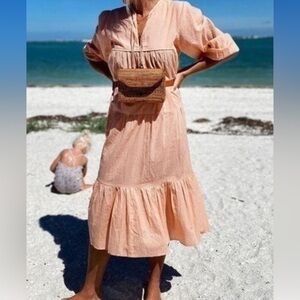 Emerson Fry India Collection Heirloom Lurex Strip Midi Dress size M